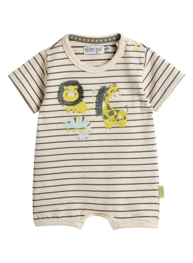 Dirkje Boys Striped Romper with Animal Print